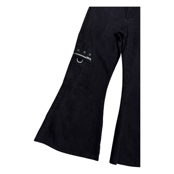 KILL STAR Flare Black Denim Punk Emo Goth Pants Jeans Womens 4 /Small - Picture 8 of 8